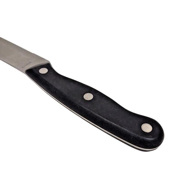Revere Ware 9" Serrated Stainless Blade Slicing Chef's Knife Black Handle Retro - Picture 7 of 10
